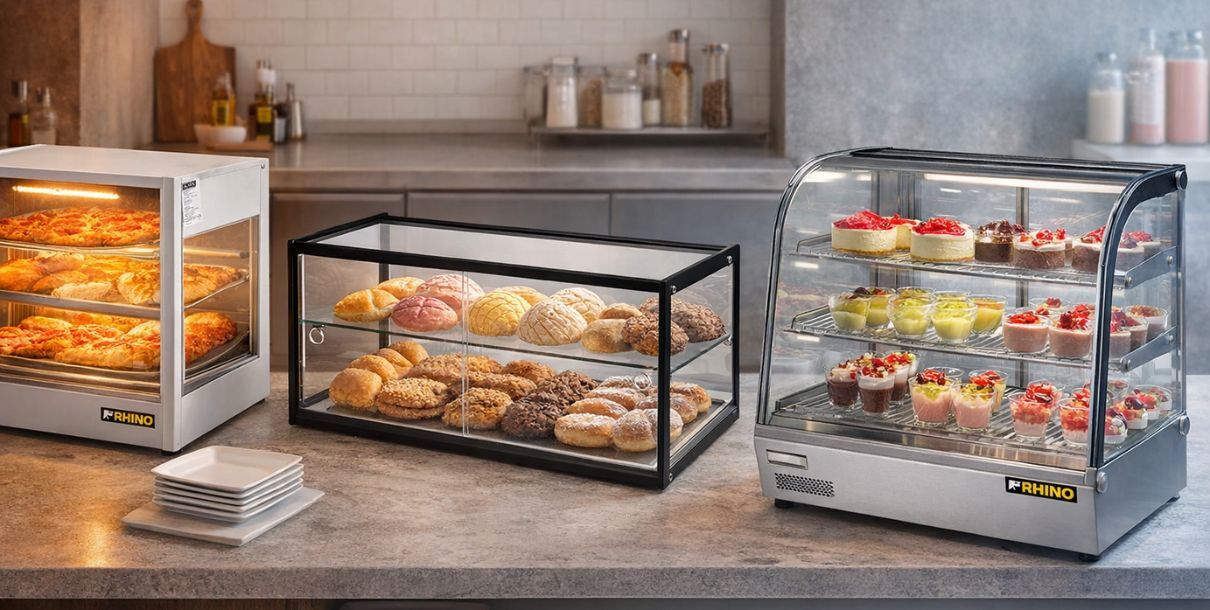 Vitrinas para negocio: caliente, neutra o refrigerada, cómo elegir la correcta